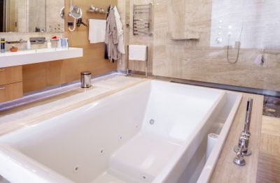 Stylish Bathroom with New Bathtub